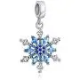 Frozen Winter Holiday Party Christmas Snowflake Shape Ice Blue Crystal Dangle Bead CZ Charm Sterling Silver For Women European Bracelet