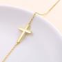 S925 Sterling Silver Jewelry Sideways Cross Choker Necklace 14 inches to 18 inches