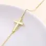 S925 Sterling Silver Jewelry Sideways Cross Choker Necklace 14 inches to 18 inches