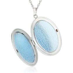 Sterling Silver Extra-Large Engraved Oval Locket Necklace, 22''