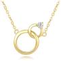 Agvana 14K Solid Yellow Gold Diamond Two Interlocking Infinity Double Circle Dainty Pendant Necklace Birthday Anniversary Fine Jewelry Valentines Day Gifts for Women Girls Lover Wife Mom Grandma, 16+2 Inch