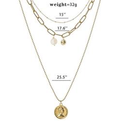 salamra Multilayered Women Long Necklace with Pendant Dainty Gold Plated Necklace for Women Girls Personalized Jewelry
