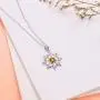 Sterling Silver Sun Sunburst Pendant Necklace with Citrine Austrian Crystal, November Birthstone Jewelry, Christmas Gift for Women Girls