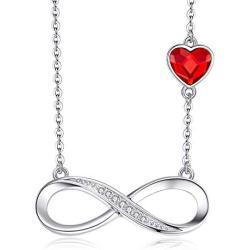 CDE 925 Sterling Silver Necklace Infinity Heart Symbol Charm Endless Love Women Pendant Embellished with Crystal Christmas Jewelry Gift Birthday Gift for Mom Women Wife Girls Her