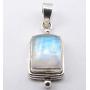 SilverStarJewel 925 Solid Silver Genuine Rainbow Moonstone Pendant 1.1'' Stone Jewelry