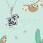 YFN Sloth Gifts Sterling Silver Sloth Necklace Heart Crystal Sloth Jewelry for Women Men