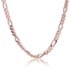 Figaro Chain Link in Gold Plated Sterling Silver, Rose Gold Plated Sterling Silver & Sterling Silver 2mm Italian 7-42 Inch Bracelets and Necklaces