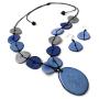 Artesania Karissma Tagua Necklace and Earrings in Blue TAG667. Tagua Nut Jewelry, Organic Necklace, Eco Friendly Jewelry, Blue Statement Necklace Set