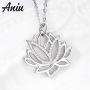 Aniu Silver Flower Necklace for Women, 925 Sterling Lotus Pendant, Best Jewelry Gifts for Mom/Wife/Grandma/Girlfriend (with Fine Gift Box)