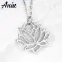 Aniu Silver Flower Necklace for Women, 925 Sterling Lotus Pendant, Best Jewelry Gifts for Mom/Wife/Grandma/Girlfriend (with Fine Gift Box)