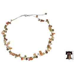 NOVICA Dyed Freshwater Cultured Pearl Necklace with Carnelian and Peridot Stones, 16.25'' Tropical Elite