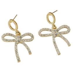 Sinkcangwu New Fashion Rhinestone Bow Knot Shaped Big Earrings For Women Sweet Black Pink Resin Bow Statement Earrings Party Jewelry