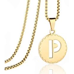 Gold Letter Necklace Steel Chain A-Z Birthday Gift For Men/Women/Boy/Girl Pendant Necklaces
