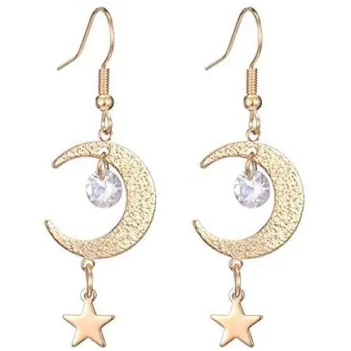 Bohemian Star Moon Drop Earrings for Women Fashion Golden Crystal Moon Star Earrings Jewelry Bohemian Star Moon Drop Earrings for Women Fashion Golden Crystal Moon Star Earrings Jewelry