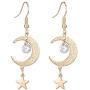 Bohemian Star Moon Drop Earrings for Women Fashion Golden Crystal Moon Star Earrings Jewelry