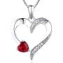 YL Heart Necklace 925 Sterling Silver Love Heart Pendant with 5MM5MM Heart Blue Sapphire/Ruby/Pink/Amethyst/Emerald/Zirconia Birthstone Women Jewelry
