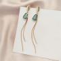 coadipress S925 Long Tassel Earrings for Women Girls Trendy Emerald Snake Bone Chain Resin Geometric Hypoallergenic Earrings Jewelry Gifts