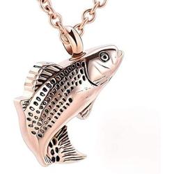 Cremation Jewelry for Ashes Stainless Steel Fish Shape Pendant Memorial Urn Necklace Keepsake Jewelry for Men Women