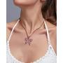 Butterfly Necklace Tennis Link Chain Butterfly Necklace Iced Out Zirconia Butterfly Pendent Hip Hop Choker Necklace for Women Girls
