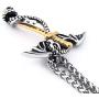 Warvik Dragon Sword Gothic Necklace Dragons Claw Pendant Steampunk, Stainless Steel Jewelry Mens Womens Wheat Chain 20/28inch