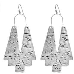 KaFu Light Weight Earring Gudukt Boho Ethnic Earrings Hollow Out Fan Shape Handmade Retro Geometric Drop Earrings for Women and Girl