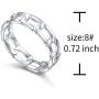 S925 Sterling Silver Simple Band Cuban Link Chain Knot Ring for Women Men