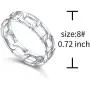 S925 Sterling Silver Simple Band Cuban Link Chain Knot Ring for Women Men