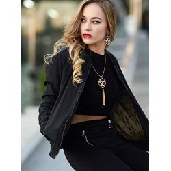 Hicarer Leopard Jewelry Set Long Necklace for Women Leopard Quatrefoil Necklace with Leather Teardrop Earrings, 3 Pack