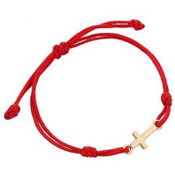 LIKGREAT Christian Cross Charm Handmade Braided Wax Cords Bracelet for Women