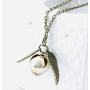ANKRKERYYtitle Fairy Jewelry Harry Potter Golden Snitch Quicksilver Golden Pearl Necklace