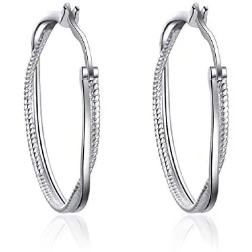 LUHE Silver Hoop Earrings Sterling Silver Circle Endless Big Earrings Hoops Jewelry,Fashion Double Layered Round Circle Clip On Earrings Hoops for Women LUHE Silver Hoop Earrings Sterling Silver Circle Endless Big Earrings Hoops Jewelry,Fashion Double Layered Round Circle Clip On Earrings Hoops for Women
