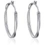LUHE Silver Hoop Earrings Sterling Silver Circle Endless Big Earrings Hoops Jewelry,Fashion Double Layered Round Circle Clip On Earrings Hoops for Women