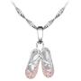 GemsChest 925 Sterling Silver Childrens Ballerina Necklace Jewelry Cubic Zirconia Ballet Slippers Shoes Necklace for Teen & Dancer 18''