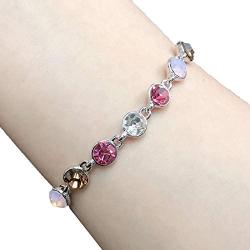 gemstoneworld Tennis Bracelet for Women, Round Cut Crystal Rhinestone Adjustable Chain Jewelry for Birthday Party Wedding Engagement Xmas Gift