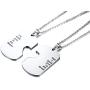 XUANPAI Stainless Steel Matching Puzzle Dog Tag Necklace&His and Hers Yin Yang Distance Beads Bracelet