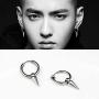 Mens Hoop Earrings With Cross Feather Cone Ball Chain Dangle Black Silver 316L Stainless Steel Punk Hip Hop Rock Gothic Style Kpop Earrings For Men Women Teen Boys Girls