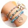Tree of Life Turquoise Jasper & Tibetan Agate Gemstone Chakra Beaded Bracelet | Beach Charm Bracelet Set - Ocean Jewelry… Tree of Life Turquoise Jasper & Tibetan Agate Gemstone Chakra Beaded Bracelet | Beach Charm Bracelet Set - Ocean Jewelry…