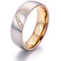 LAVUMO Matching Promise Rings for Couples Love You Forever Wedding Bands Sets for Him and Her Half Heart Rings Stainless Steel 6mm with Box Comfort Fit