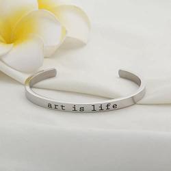 WUSUANED Art is Life Cuff Bangle Bracelet Artists Jewelry Gift for Artists Art Students