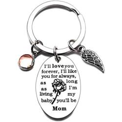 Daughter Son Gifts Keychain from Mom Dad- Birthday Christmas Day Present to Teen Girls- I Will Love You Forever -Family Pendant Charm Mothers Day Wedding for Mama Gifts Graduation