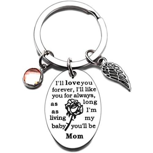 Daughter Son Gifts Keychain from Mom Dad- Birthday Christmas Day Present to Teen Girls- I Will Love You Forever -Family Pendant Charm Mothers Day Wedding for Mama Gifts Graduation