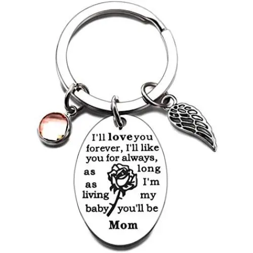 Daughter Son Gifts Keychain from Mom Dad- Birthday Christmas Day Present to Teen Girls- I Will Love You Forever -Family Pendant Charm Mothers Day Wedding for Mama Gifts Graduation