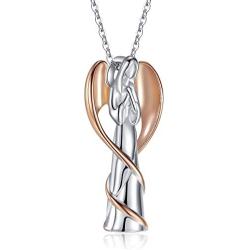 Angel Urn Necklaces for Ashes Rose Gold Cremation Jewelry for Ashes Keepsake In Memory of Grandma Women Men With Funnel