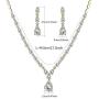 WeimanJewelry Round Cubic Zirconia CZ Teardrop Bridal Necklace and Dangling Earring Set for Women Wedding Party Prom