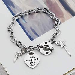 G-Ahora Tinkerbell Bracelet Faith Trust and Pixie Dust Tinkerbell Jewerly Gifts for Women Girls Disney Bracelets
