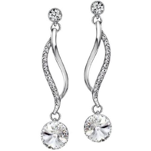 NEOGLORY Jewelry Crystal Wedding Drop Earrings 5 Colors 2'' Embellished with Crystals from Swarovski