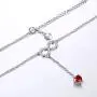 Aurora Tears 925 Sterling Silver Y-Necklace Women Lariat Necklace Crystal Red Heart Charm Pendant Girls Dating Gift