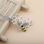 WUSUANED Cute Bee Necklace Bumblebee Pendant Necklace Honeycomb Jewelry with Honey Bee Charm Gift for Women Teen Bee Lover