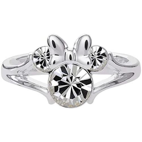 Disney Minnie Mouse Girls Jewelry, Silver Plated Crystal Head Ring, Size 4