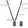 PEARLADA Gothic Skull Necklace Pendant Necklace Fashion Star of David and Cross Dangle Necklaces Long Black Onyx Beads Jewelry Handmade for Women Stainless Steel Necklace
